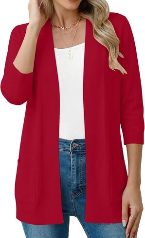 CRAZY GRID Women's Casual Cardigans with Pockets Lightweight Open Front Cardigan Sweaters Dressy Knit Outfits Plain Color in Saudi Arabia