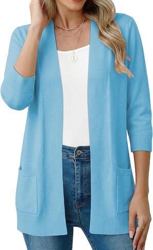 CRAZY GRID Women's Casual Cardigans with Pockets Lightweight Open Front Cardigan Sweaters Dressy Knit Outfits Plain Color in Saudi Arabia