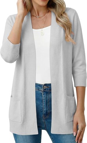 CRAZY GRID Women's Casual Cardigans with Pockets Lightweight Open Front Cardigan Sweaters Dressy Knit Outfits Plain Color in Saudi Arabia