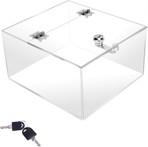 صندوق قفل شفاف كبير - حافظة عرض أكريليك مقاس 8.7 × 7.9 × 4.7 بوصة مع قفل، صندوق قفل شفاف مزود بمفاتيح للتخزين الآمن والعرض in Saudi Arabia