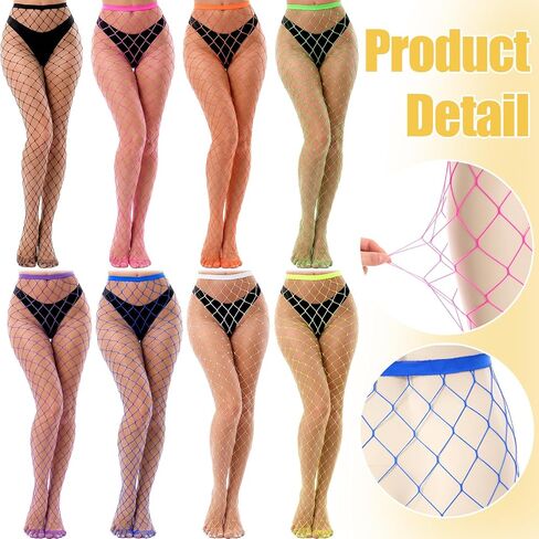 Cuffbow 16 Pairs Women's Opaque Colored Tights Pack 8 Neon Solid Color High Waist Tights Stockings 8 Fishnet Stocking in Saudi Arabia