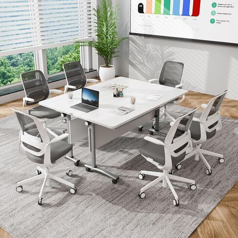 Folding Conference Table with Wheels, Conference Room Table, Modern Rolling Training Tables, Foldable Seminar Meeting Tables for Home Office (8, E, 61in) in Saudi Arabia