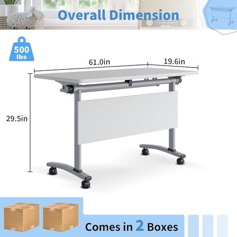 Folding Conference Table with Wheels, Conference Room Table, Modern Rolling Training Tables, Foldable Seminar Meeting Tables for Home Office (8, E, 61in) in Saudi Arabia