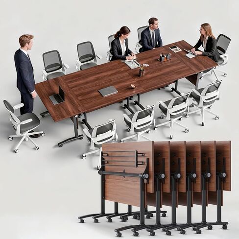 Folding Conference Table with Wheels, Conference Room Table, Modern Rolling Training Tables, Foldable Seminar Meeting Tables for Home Office (8, E, 61in) in Saudi Arabia