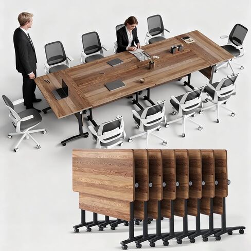 Folding Conference Table with Wheels, Conference Room Table, Modern Rolling Training Tables, Foldable Seminar Meeting Tables for Home Office (8, E, 61in) in Saudi Arabia