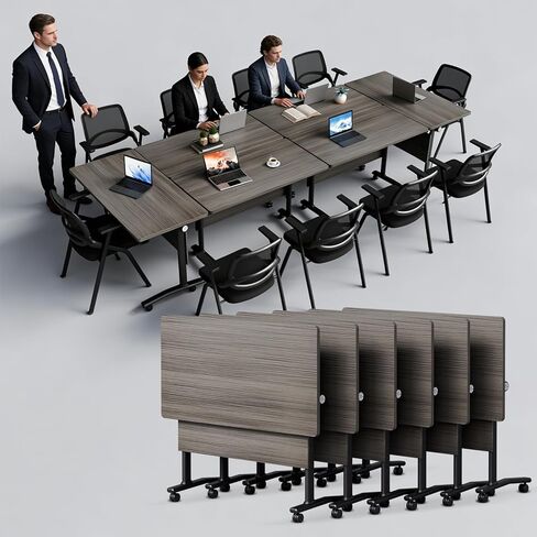 Folding Conference Table with Wheels, Conference Room Table, Modern Rolling Training Tables, Foldable Seminar Meeting Tables for Home Office (8, E, 61in) in Saudi Arabia