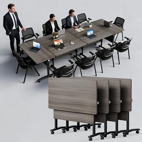Folding Conference Table with Wheels, Conference Room Table, Modern Rolling Training Tables, Foldable Seminar Meeting Tables for Home Office (8, E, 61in) in Saudi Arabia