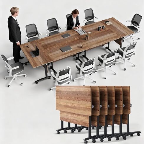 Folding Conference Table with Wheels, Conference Room Table, Modern Rolling Training Tables, Foldable Seminar Meeting Tables for Home Office (8, E, 61in) in Saudi Arabia