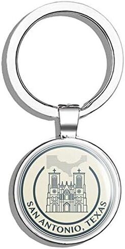 San Antonio City Texas Travel Stamp Round Stainless Steel Metal Key Chain Keychain Ring Double Sided Deisgn in Saudi Arabia