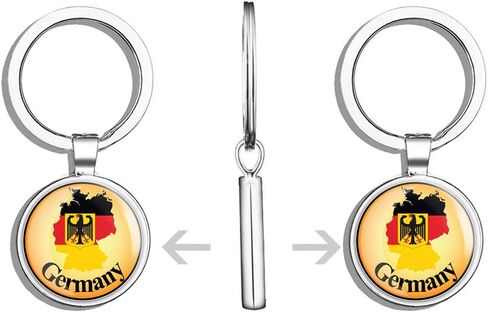 Germany Map Flag Label Round Stainless Steel Metal Key Chain Keychain Ring Double Sided Deisgn in Saudi Arabia