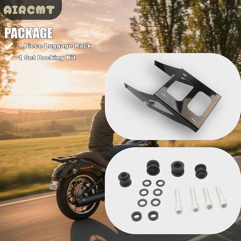 Two-Up Trunk Mounting Rack Detachable Luggage Rack for Harley Softail Sport Glide FLSB FXLR FXLRS FXLRST 2018-2025, Gloss Black, Heavy-Duty Steel in Saudi Arabia