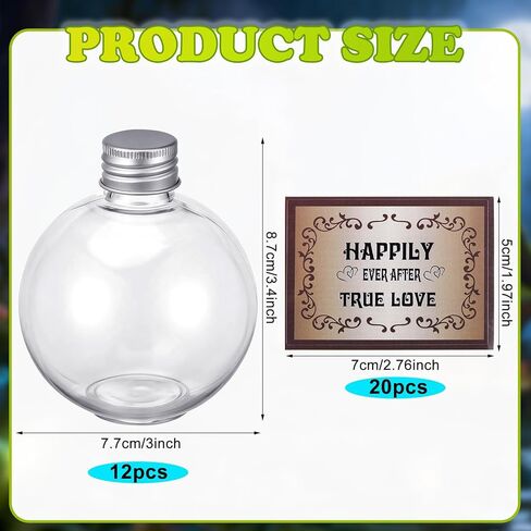 12 Pcs 8 oz Green Ogre Party Favors Spherical Plastic Potion Bottles Magic Booze Balls Cocktail Ornament Happily Ever After True Love Labels for Wedding Party Crafts Fantasy Decorations in Saudi Arabia