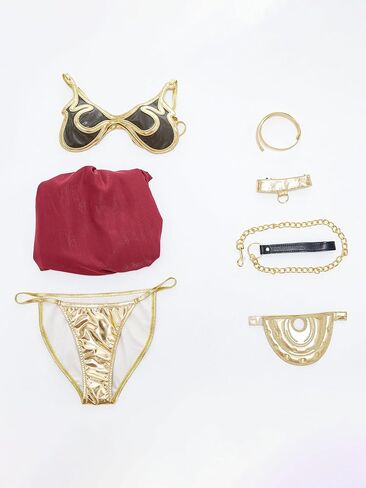 Mobbunny Sexy Princess Costume Gold Lingerie Bikini Top Thong with Choker and Chain Women Halloween Outfit in Saudi Arabia
