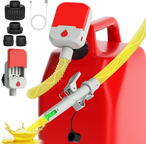 Bonviee Fuel Transfer Pump with Auto-Stop – 3.8 GPM Fast Flow, 51" Hose, Battery or USB Powered, 4 Universal Can Adapters, Portable Gas Can Pump for Gasoline, Diesel & Oil, No-Spill Refueling in Saudi Arabia