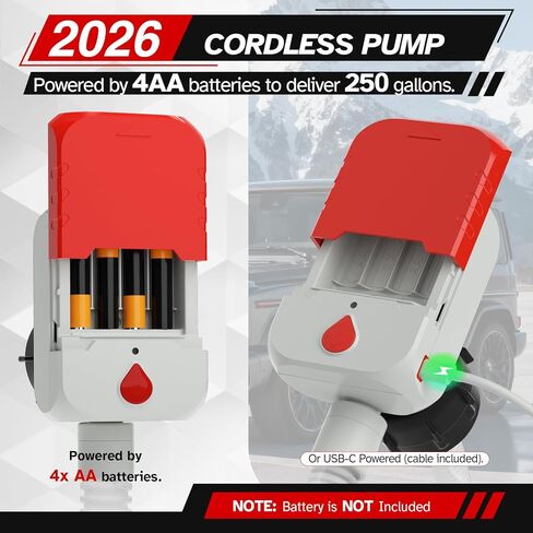 Bonviee Fuel Transfer Pump with Auto-Stop – 3.8 GPM Fast Flow, 51" Hose, Battery or USB Powered, 4 Universal Can Adapters, Portable Gas Can Pump for Gasoline, Diesel & Oil, No-Spill Refueling in Saudi Arabia