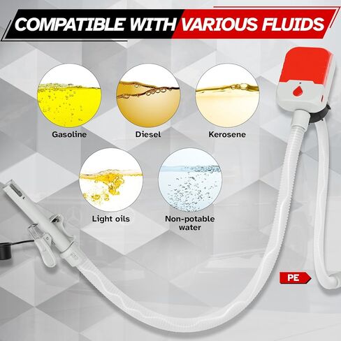 Bonviee Fuel Transfer Pump with Auto-Stop – 3.8 GPM Fast Flow, 51" Hose, Battery or USB Powered, 4 Universal Can Adapters, Portable Gas Can Pump for Gasoline, Diesel & Oil, No-Spill Refueling in Saudi Arabia