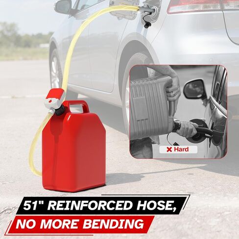 Bonviee Fuel Transfer Pump with Auto-Stop – 3.8 GPM Fast Flow, 51" Hose, Battery or USB Powered, 4 Universal Can Adapters, Portable Gas Can Pump for Gasoline, Diesel & Oil, No-Spill Refueling in Saudi Arabia