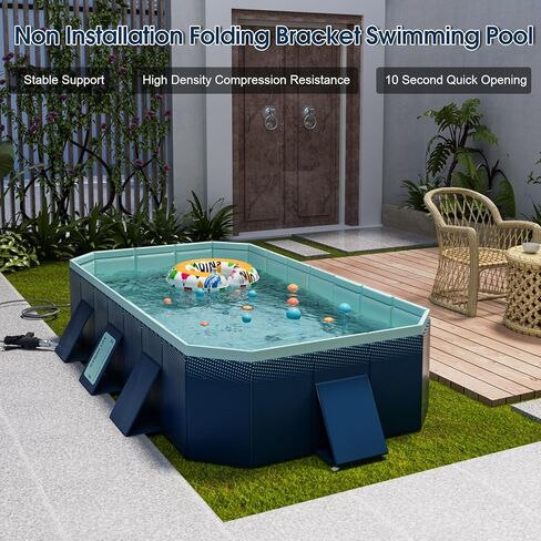 حمام سباحة خارجي قابل للطي وغير قابل للنفخ للأطفال والكبار - هيكل من البلاستيك الصلب، حمام سباحة للأطفال لحمامات الكلاب في الفناء الخلفي (116 بوصة × 65 بوصة × 21 بوصة) in Kuwait