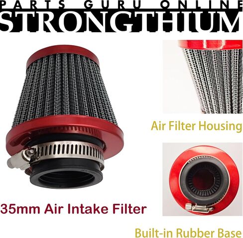 سترونجثيوم دراجة نارية جراب 35 مم فلتر مدخل هواء متوافق مع Coolster TaoTao Sunl Kazuma Apollo Roketa X-pro 50cc 70cc 90cc 110cc 125cc ATV Quad Go Kart Pit Dirt Bike Air Inlet Cleaner أحمر in Saudi Arabia