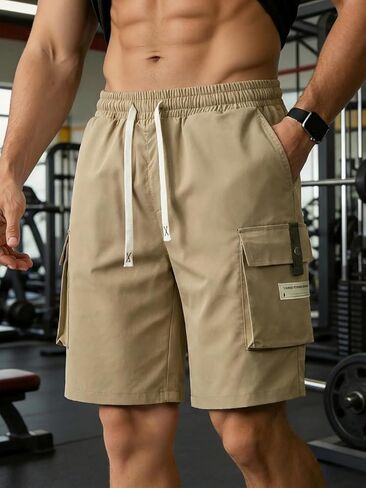 Mens Cargo Shorts Quick Dry Casual Solid with Pockets for Outdoor Work in Saudi Arabia