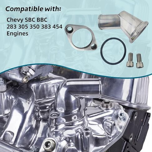 45 Degree Water Neck For BBC SBC Water Neck Aluminum Thermostat Housing Compatible with Chevy SBC BBC 283 305 350 383 454 Engines(45°) in Saudi Arabia