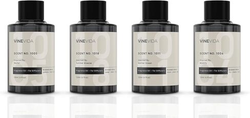 مجموعة عطور الفنادق VINEVIDA - عبوة من 4 زيوت ناشرة للروائح - ناشرات للهواء البارد - روائح رقم 1005، 1018، 1011، 1004 in Kuwait