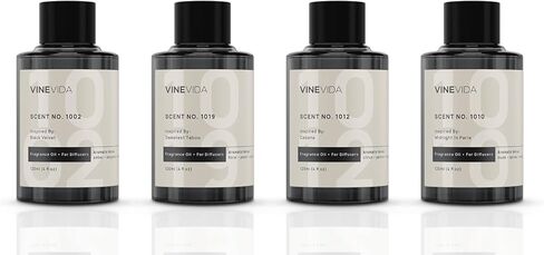 مجموعة عطور الفنادق VINEVIDA - عبوة من 4 زيوت ناشرة للروائح - ناشرات للهواء البارد - روائح رقم 1005، 1018، 1011، 1004 in Kuwait