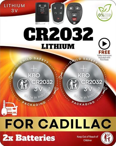 بطاريات Key Fob لكاديلاك (عبوتان) CR2032 - ATS، CTS، CT6، Deville، DTS، Eldorado، Escalade، Seville، SRX، STS، XLR، XT4، XT5، XT6، XTS - مجموعة استبدال بطارية Cadillac Key Fob in Saudi Arabia