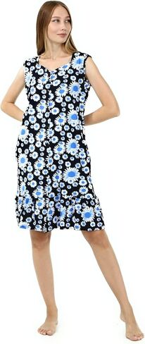 Brighton Robes Womens Button Front Sleeveless 100% Cotton House Dress Robe with 2 Side Pockets in Saudi Arabia