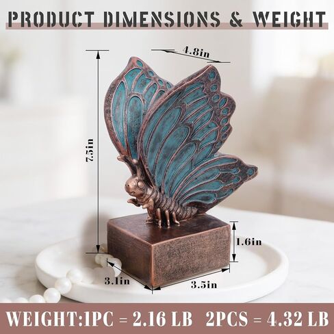 Decorative Bookends for Shelves – Vintage Butterfly Resin Book Ends for Heavy Books, Unique Home Office Decor (Blue) in Saudi Arabia