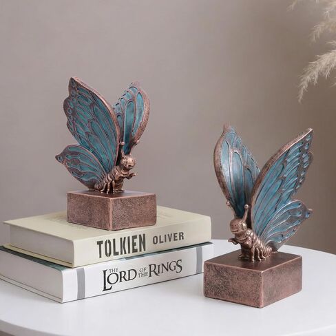 Decorative Bookends for Shelves – Vintage Butterfly Resin Book Ends for Heavy Books, Unique Home Office Decor (Blue) in Saudi Arabia