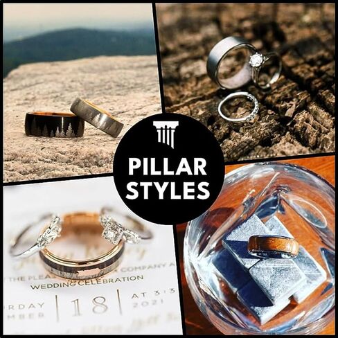 خاتم دمشقي من الذهب عيار 14 قيراط للرجال خاتم زفاف من الذهب الأصفر من الفولاذ الدمشقي له تصميم فريد من نوعه من الخشب الحبوب مريح مناسب للفولاذ المقاوم للصدأ in Kuwait