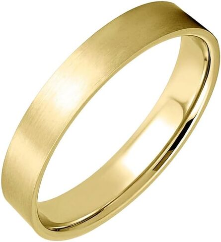 Gemini His Her Yellow Gold Comt-Fit Flat Ring Brushed Wedding Titanium Ring Valentine Day Gift 4mm 6mm in Saudi Arabia