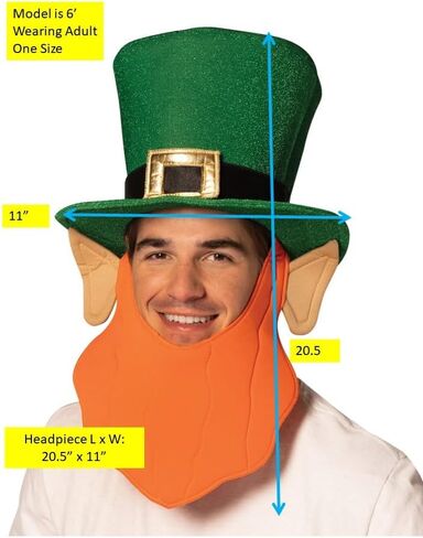 Rasta Imposta Irish Leprechaun Top Hat Green with Orange Beard, St. Patrick's Day Hat, Women and Men, Adult One Size in Saudi Arabia