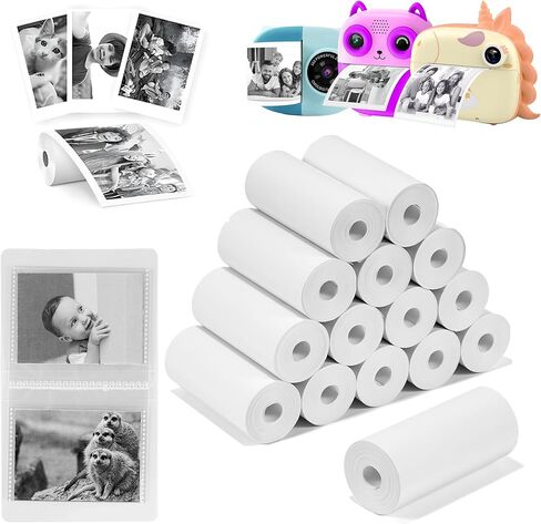 15 Rolls Kids Instant Camera Print Refill Paper, Photo Printer HD Printing Thermal Print Paper Rolls Fit for Most Kids Camera Instant Print, BPA Free&Inkless with 3" Photo Album in Saudi Arabia