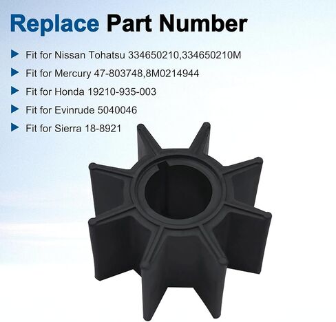 دفاعة مضخة مياه مناسبة لنيسان توهاتسو 334-65021-0(9.9/15/18/20 HP)، لميركوري 47-803748(8/9.9/10/15/18/20 HP)، لهوندا 19210-935-003(7.5/10 HP)، لـ Evinrude 5040046(15 HP)، لسييرا in Saudi Arabia