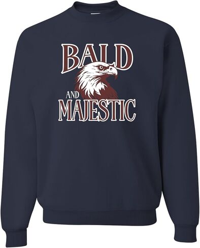 كنزة مرحة من Go All Out Bald & Majestic Bald Eagle هدية مضحكة للرجال الأصلع برقبة دائرية in Saudi Arabia