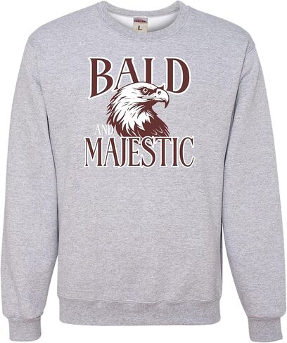 كنزة مرحة من Go All Out Bald & Majestic Bald Eagle هدية مضحكة للرجال الأصلع برقبة دائرية in Saudi Arabia