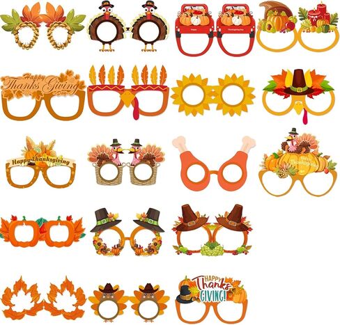 18 قطعة من نظارات الديك الرومي الورقية لعيد الشكر، ودعائم صور ممتعة وهدايا الحفلات، احصل على احتفالات مع نظارات من الورق المقوى لاحتفالات الخريف وأكشاك العطلات in Kuwait