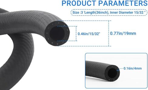 27233 خرطوم مكنسة كهربائية للفرامل، خرطوم مكنسة كهربائية معززة للفرامل لسيارات الركاب والشاحنات الخفيفة - طول 3 بوصات، القطر الداخلي 15/32 بوصة خرطوم مكنسة كهربائية معززة للفرامل (عبوة واحدة) in Kuwait