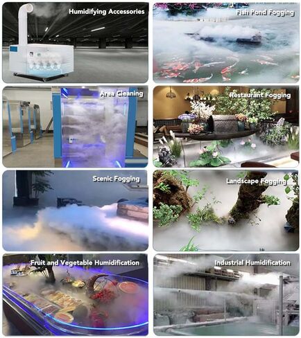 4 Heads Ultrasonic Mist Maker Fogger, DC45-48V Humidifier with 1.5m Cable, IP67 Stainless Steel Mister for Indoor Outdoor Use, Efficient Fog Generation and Quiet Opera in Kuwait