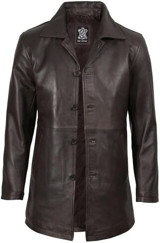 Decrum Brown Leather Jacket for Men - Lambskin Vintage Jacket | (N2) [1116085] Johnwck Chocolate Brown, XL in Kuwait