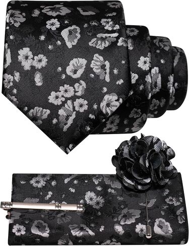 JEMYGINS Mens Tie and Lapel Pin Necktie Pocket Square and Tie Clip Sets for Business Casual 4PCS in Saudi Arabia
