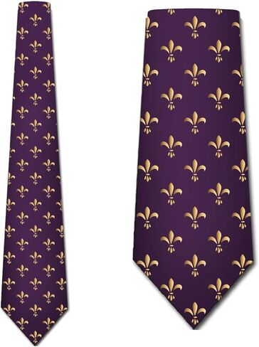 Three Rooker Mardi Gras Ties Mens Fleur de Lis Necktie Purple Tie in Saudi Arabia