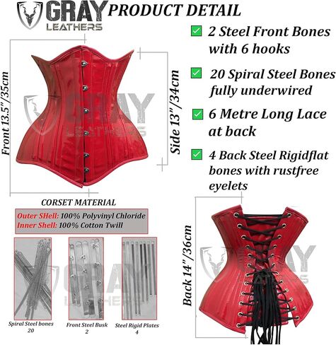 Women's PVC Underbust Corset, Steel Boned Steampunk Hourglass Waist Cincher, Body Shaper Corset in Saudi Arabia