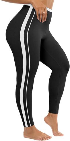 Aoysky المرأة حجم كبير طماق اليوغا XL-5XL ارتفاع الخصر درزة داخلية كامل طول تجريب السراويل النشطة مع زخرفة متباينة in Saudi Arabia