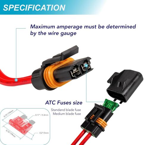 VANSIHO ATO/ATC Inline Fuse Holder Kit, IP67 Waterproof Sealed Fuse Block with 12-10 AWG Terminals for Car Audio, Off-Road Lights, Marine Boats (Pack of 6) in Saudi Arabia