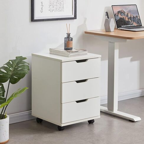 خزانة ملفات عمودية بثلاثة أدراج، خزانة ملفات مجمعة بالكامل أسفل المكتب بعجلات، خزانة تخزين خشبية مقاس 15.7 × 15.7 × 22.2 بوصة مع عجلات للمنزل والمكتب، باللون الأبيض in Kuwait