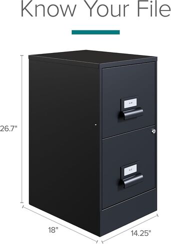 أبعاد المكتب 18 بوصة عمق 2 درج ارتفاع خزانة الملفات، أسود in Kuwait