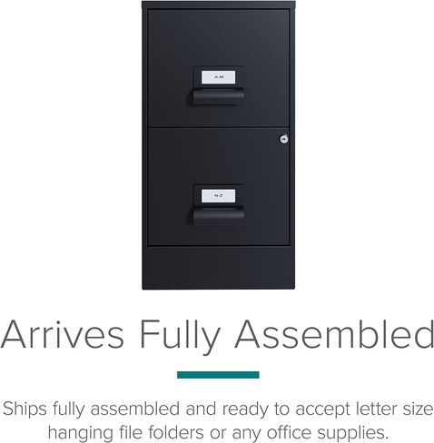 أبعاد المكتب 18 بوصة عمق 2 درج ارتفاع خزانة الملفات، أسود in Kuwait